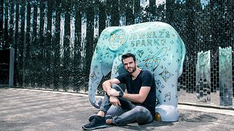 German DJ and Producer duo “Jewelz and Sparks” have created a new life-size, baby elephant statue for Elephant Parade