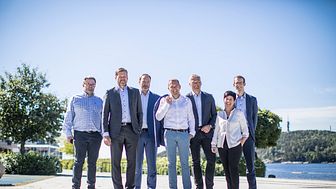 Den nye ledergruppen i Agder Energi Kraftforvaltning ledes av konserndirektør Steffen Syvertsen. 