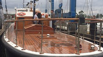 MV Havengore's new teak deck following an extensive restoration by Fox's Marina & Boatyard