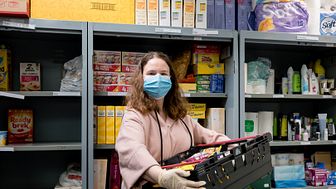 A volunteer at a Trussell Trust food bank