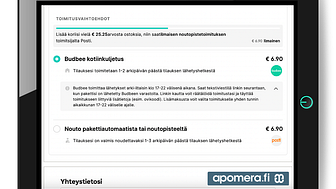 Budbee-kotiinkuljetus nyt Apomera.fi:ssä