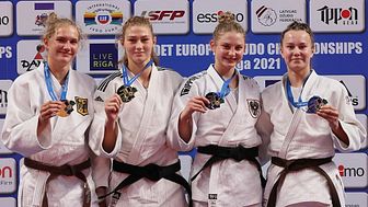 Ingrid Nilsson, längst till höger, tog brons i judo-EM 2021