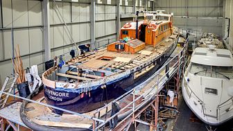 MV Havengore Undergoing Extensive Restoration to its Decks and Associated Structure at Fox's Marina and Boatyard in Ipswich