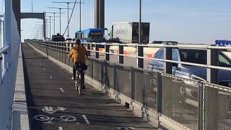 Den östra gång- och cykelbanan över Älvsborgsbron är nu öppen. Foto: Arkivbild/Trafik Göteborg