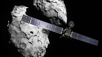 Rymdsonden Rosetta kretsade runt kometen 67P/Churyumov-Gerasimenko i två år 2014-2016. Analysen av mätningarna pågår ännu och har nu lett till upptäckten att det från jorden välbekanta norrskenet även finns i denna främmande miljö. Cred: ESA. 