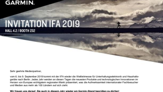 Einladung: Garmin präsentiert auf der IFA 2019 neue Wearable-Trends