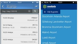 Alla flygplatser i en app från Swedavia