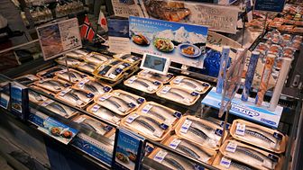 Norsk makrell i japansk butikk