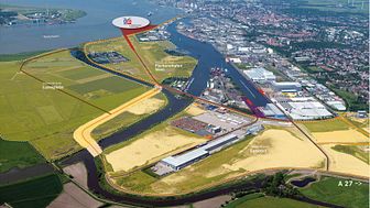 Construction of the Offshore Terminal Bremerhaven (OTB), (Copyright: bremenports GmbH & Co. KG)