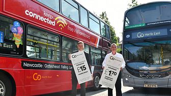 Martijn Gilbert managing director at Go North East (left) and Cllr Martin Gannon leader of Gateshead Council and chair of the North East Joint Transport Committee (right)