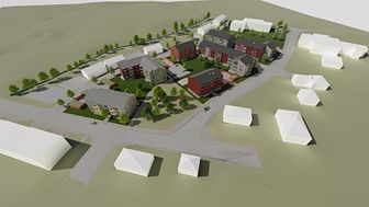 I Surbrunnshagen i Falun utvecklar Kopparstaden och Structor ett hållbart bostadskvarter. Illustration: ETTELVA Arkitekter