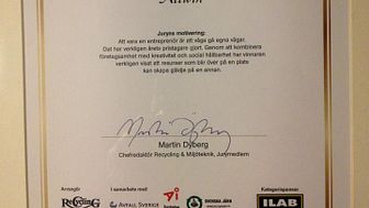 Allwin vann Årets Entreprenör på Återvinningsgalan 2012