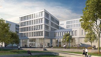 Debüt mit Maserung: Das Bürogebäude MOIRÉ ist STRABAG Real Estates erste Projektentwicklung in Luxemburg (Copyright: Dewey Muller für STRABAG Real Estate).