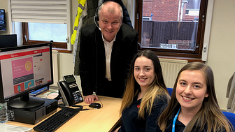 Ivan Jepson, Director of Business Development at Gateshead College, with Zoe Gibbons and Sarah Cooper from Go North East's customer service team