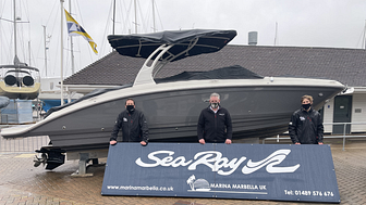 Boats.co.uk has been appointed by Marina Marbella UK as the East Coast dealer for the Sea Ray range. From left to right: Ross Dixon, James Barke, Jose Sundberg