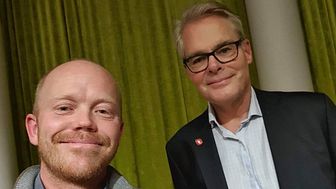 Tomas Collin (Leder i NOF) og Hans Andreas Limi (Fremskrittspartiet).