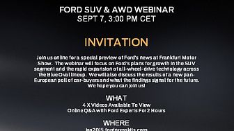 Velkommen til deltagelse på Fords webinar om våre SUV og AWD på veldig mange av våre modeller. Tid i dag mandag 7. september kl. 15.00