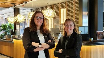 Från vänster: Emma Wall, ny Hotelldirektör Scandic Norrköping Nord och Patricia Berndt, ny Hotelldirektör Scandic Strömmen.