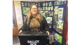 Cllr Clare Cummins at the Springs estate office.