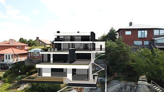 Dette bildet viser veldig godt hvordan det nye huset vil bli plassert i forhold til de andre husene i nabolaget. 