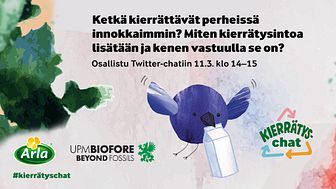 Twitterissä keskustellaan kierrätyksestä 11.3. klo 14–15 