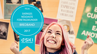 Telia har Sveriges nöjdaste företagskunder för bredband enligt Svenskt kvalitetsindex 2017