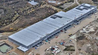 The first of four planned warehouse buildings on the Hedeland plot in Denmark