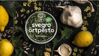 Svegro Örtpesto lanseras i smakerna grönkål, basilika och koriander.