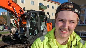 Sebastian Adamsson, 17-årig maskinförare med två års erfarenhet.