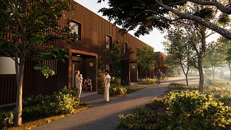 Lyckos nya radhus i Kalmar får miljövänliga fasader av trä.