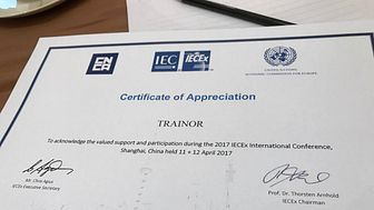 Norske Trainor bidragsyter på IECEx-konferanse i Shanghai