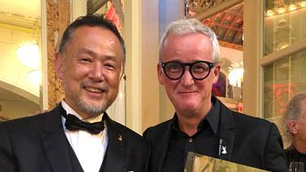 „Globe Educator Award 2018“ von Intercoiffure Mondial für Frank Brormann mit Herrn Hiroyuki Obayashi aus Nagoya in Japan