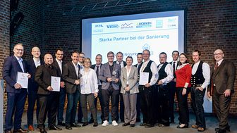 Sanierungspreis 18: Die stolzen Sieger in den Kölner Balloni-Hallen. Foto: Susanne Kurz