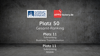 Internetagentur-Ranking 2018: APPSfactory auf Platz 50 der größten Digitalagenturen Deutschlands  