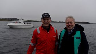 Jakter på vikingspor: F.v.: prosjektleder for Funn i Hafrsfjord, Sigbjørn Daasvatn. Til høyre for ham står Samlerhuset-grunnlegger og etterkommer av vikinghøvdingen Rollo, Ole Bjørn Fausa. 
