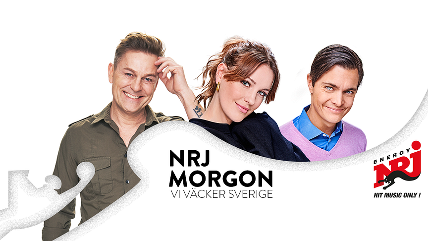 Niclas Wahlgren, Klara Doktorow och Messiah Hallberg väcker Sverige med NRJ Morgon.