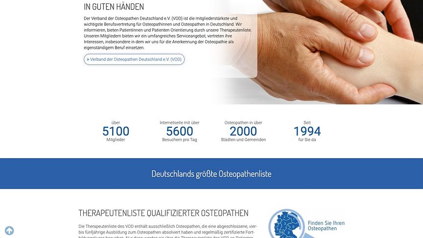 Informationen rund um die Osteopathie haben 2020 ca. 2,4 Mio. Menschen auf osteopathie.de gefunden.