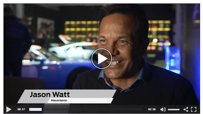 Se vedhæftede video (nederst) fra pressemødet, hvor Jason Watt ser sin nye Ford GT første gang