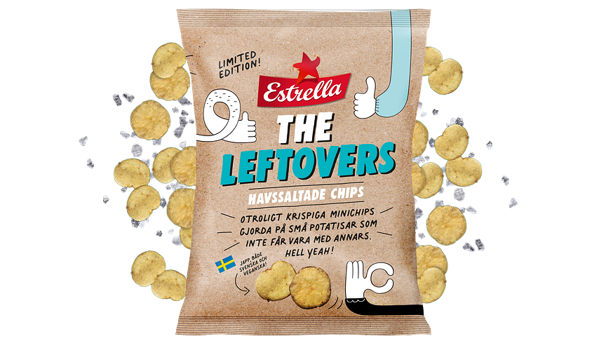 The Leftovers från Estrella, 2021. Otroligt krispiga minichips gjorda på svenska småpotatisar som annars inte får vara med. 
