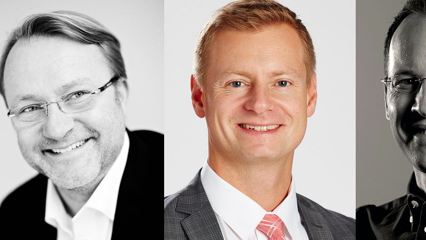 Tobias Dysenius, försäljningschef Riksbyggen Bostad, Marcus Svanberg, vd Länsförsäkringar Fastighetsförmedling och Joakim Båge, ekonomijournalist.