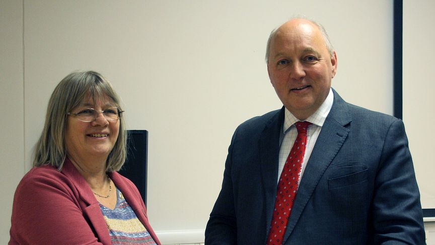 Professor Becky Strachan, Deputy Faculty Pro Vice-Chancellor of Northumbria University's Faculty of Engineering and Environment, pictured with Nick Baveystock, ICE Director General.