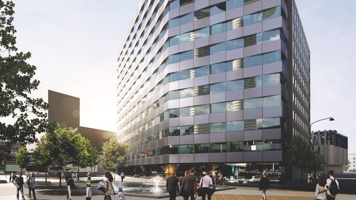 BAU: Arkitektbild av det kommande hotellet på Arlanda som färdigställs i slutet av 2019.