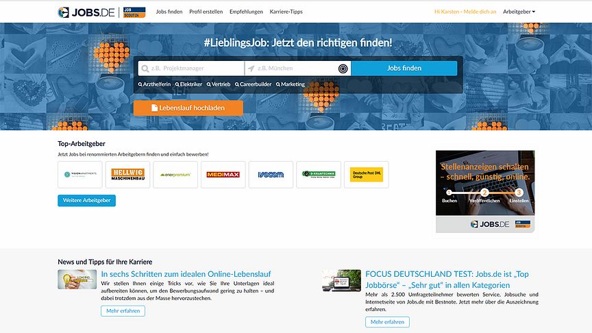 Zum vierten Mal in Folge ausgezeichnet: Jobs.de, die Online-Stellenbörse der CareerBuilder Germany GmbH
