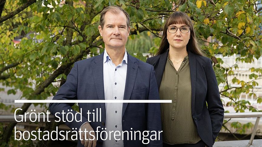 Mårten Lilja, vice vd Riksbyggen och Johanna Ode bostadspolitisk expert på Riksbyggen.