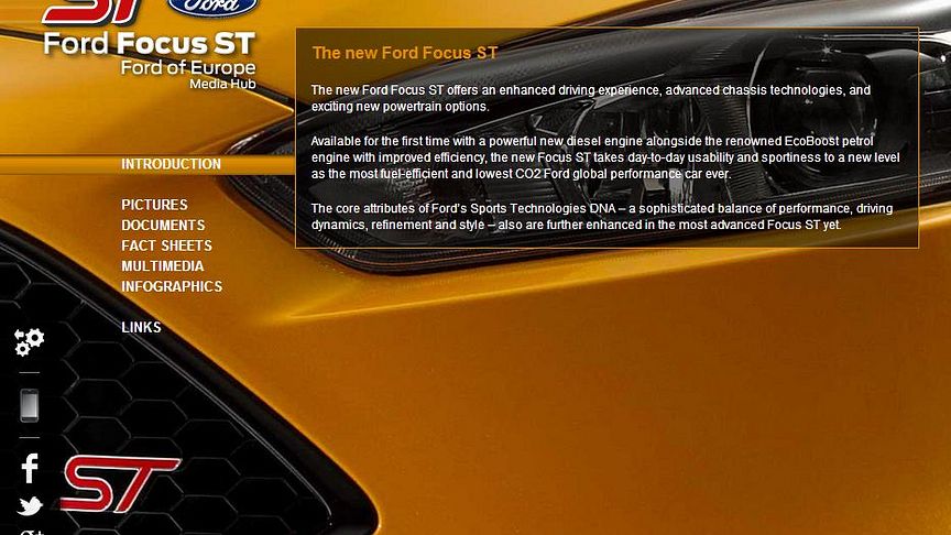 Ford Focus ST online press kit