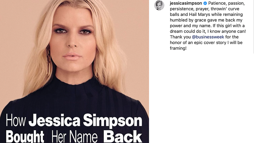 Screen shot of Jessica Simpson's Instagram page