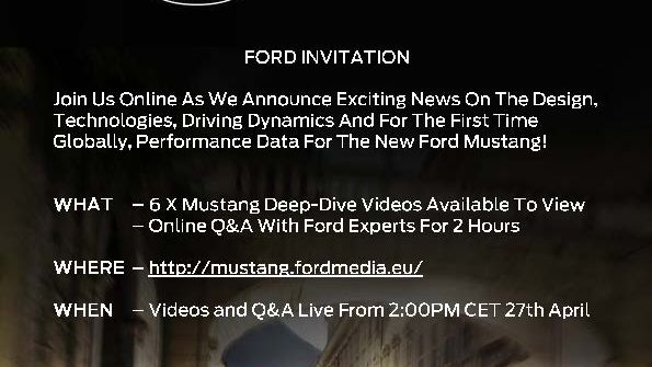 Velkommen til å delta på webinar (presentasjon på web) om nye Mustang mandag 27.04. kl. 14.00