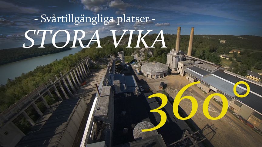 Stora Vikas cementfabrik filmad med 360-gradersteknik och drönare. Foto: Stockholms läns museum.