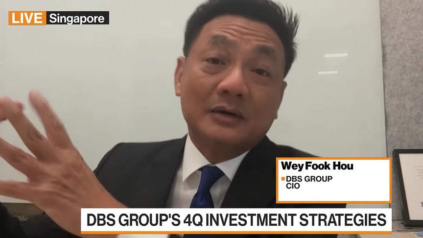 Hou Wey Fook, CIO of DBS Group, in full flight during his interview on Bloomberg