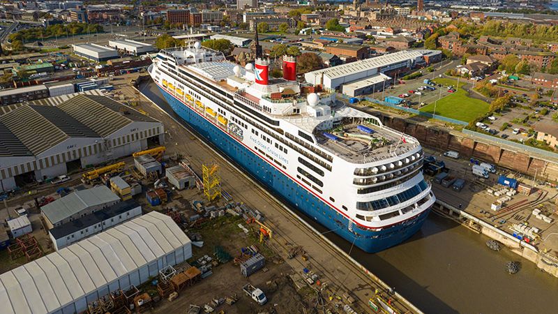 Fred. Olsen Cruise Lines’ Borealis completes multimillion-pound refurbishment at Cammell Laird shipyard near Liverpool  (Image at LateCruiseNews.com - November 2022)